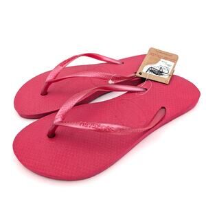 Havaianas Women's Slim Logo Flip Flop Thong Sandals Pink Size US7/8W